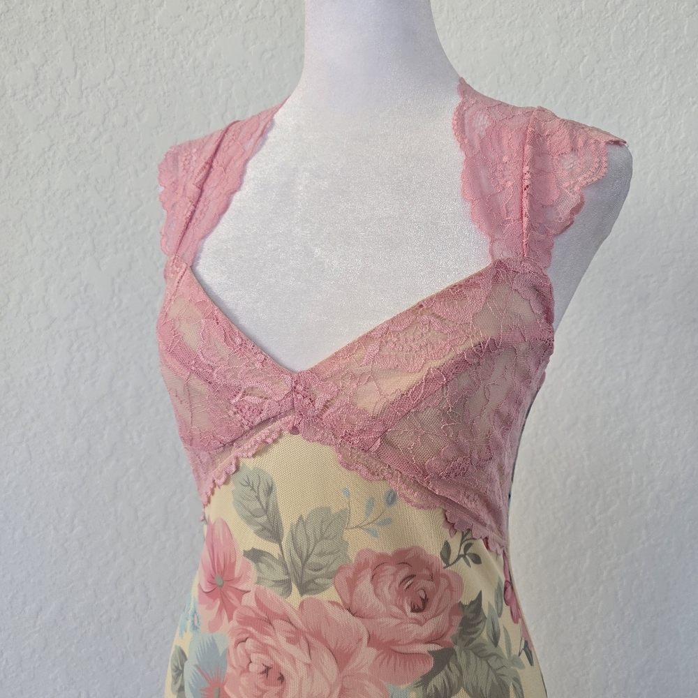 Cottagecore Floral Lace Maxi Dress Romantic Slip Dress Small - Picture 3 of 14